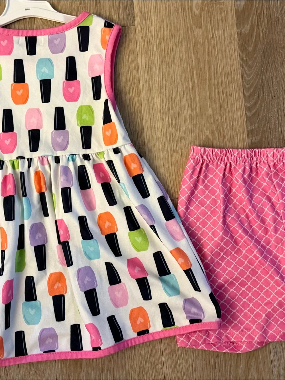 Girls Ice Pop Print Dress & Pink Shorts Two-Piece Set